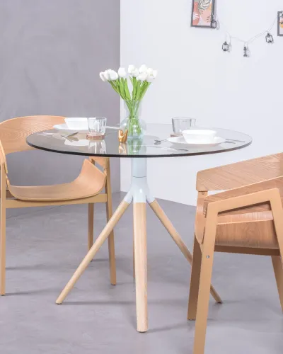 Braun dining table 100 cm tempered glass | Free shipping with Nest Dream