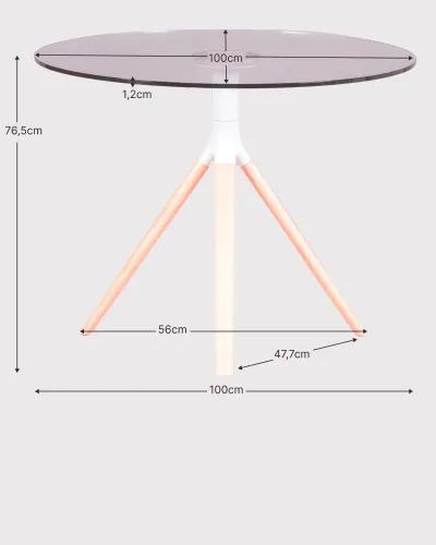 Mesa comedor Braun 100 cm cristal templado | Envío gratis con Nest Dream