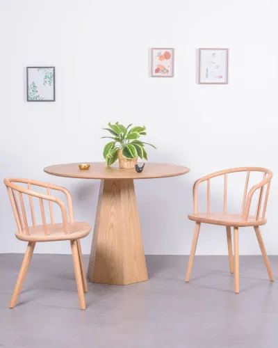 Mesa de comedor con pie central en madera de fresno | Envío gratuito