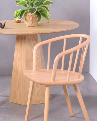 Mesa de comedor con pie central en madera de fresno | Envío gratuito