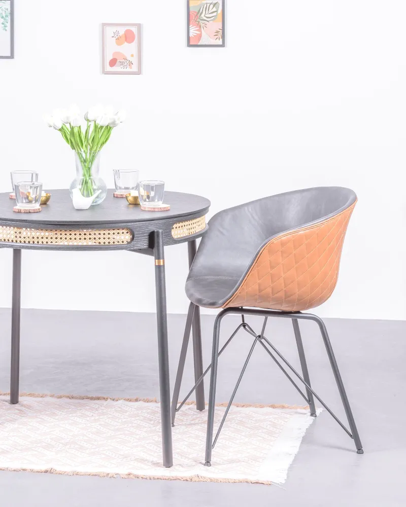 Table à manger North 80 cm en rotin naturel | Livraison gratuite et 5 ans de garantie