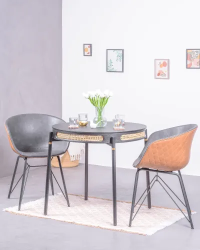 Table à manger North 80 cm en rotin naturel | Livraison gratuite et 5 ans de garantie