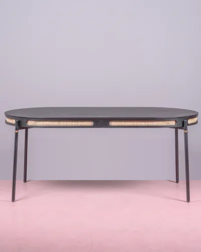 Retro dining table with rattan details (180x90) | Pay in installments