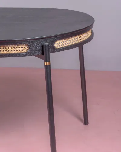 Mesa de comedor retro con detalles en ratán (180x90) | Paga en cuotas