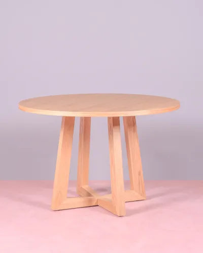 Mesa de comedor redonda de 115cm en fresno natural | Garantía 5 años