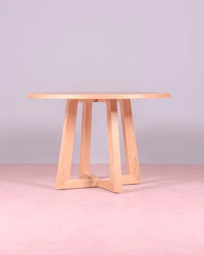 Mesa de comedor redonda de 115cm en fresno natural | Garantía 5 años