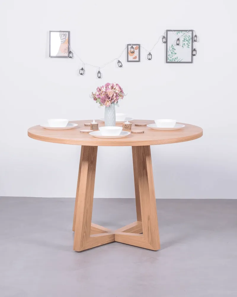 Round dining table in natural ash | 5-year warranty - Nest dream