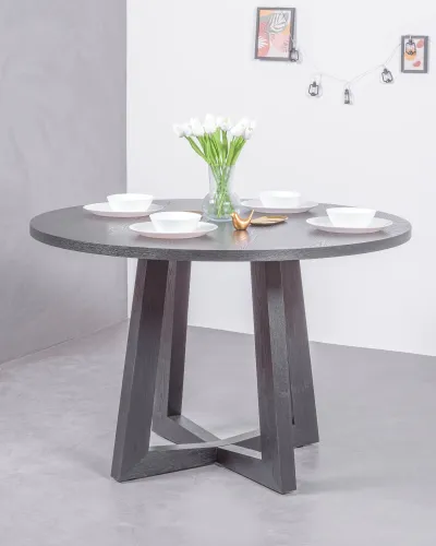 Mesa de comedor redonda de 115cm en fresno natural | Garantía 5 años