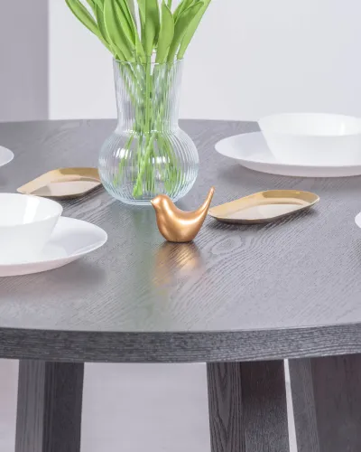 Mesa de comedor redonda de 115cm en fresno natural | Garantía 5 años