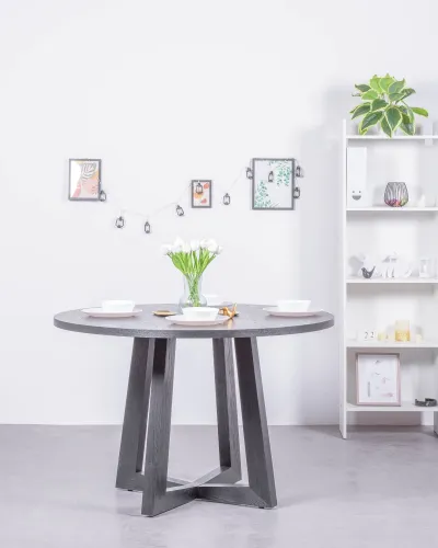 Mesa de comedor redonda de 115cm en fresno natural | Garantía 5 años