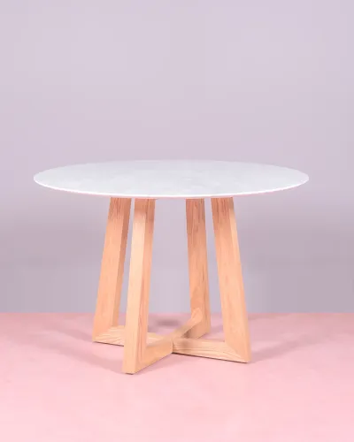 Table à manger ronde en marbre Carrara | 5 ans de garantie - Nest Dream