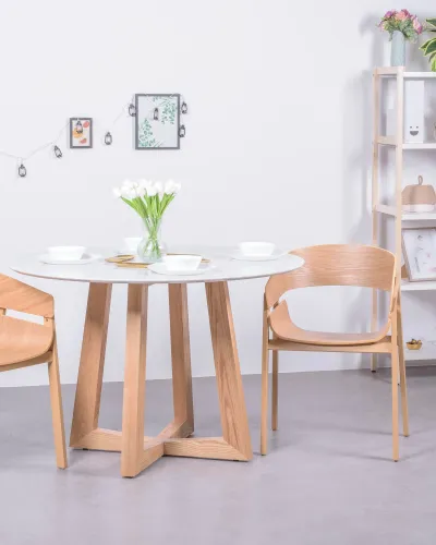 Table à manger ronde en marbre Carrara | 5 ans de garantie - Nest Dream