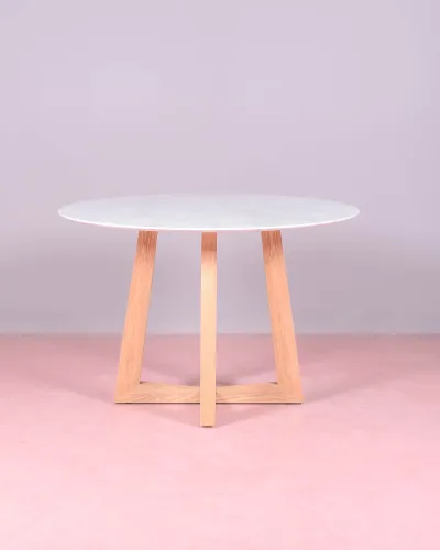 Table à manger ronde en marbre Carrara | 5 ans de garantie - Nest Dream