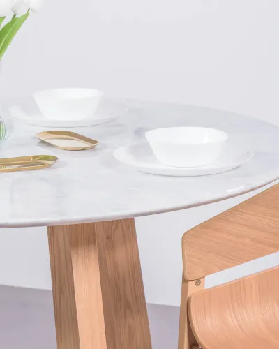 Table à manger ronde en marbre Carrara | 5 ans de garantie - Nest Dream