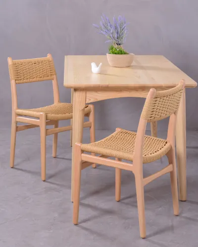 Rechthoekige eettafel in essenhout | Bijpassende stoelen