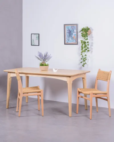 Rectangular dining table in ash wood | Matching chairs