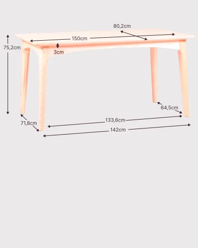 Masă de luat masa Dubli Nordic din lemn de frasin | Livrare gratuita