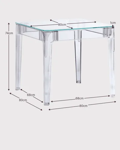 Mesa Ghost Cuadrada de 80cm | Mesas de cristal | Envío gratis