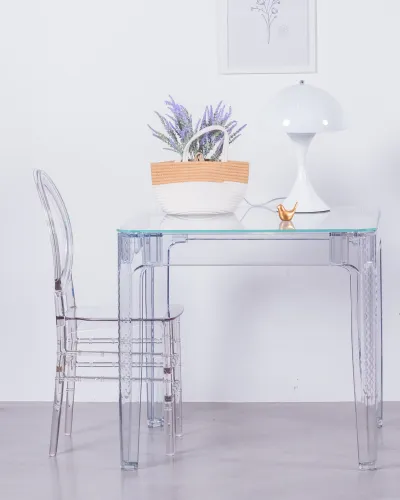 Mesa Ghost Cuadrada de 80cm | Mesas de cristal | Envío gratis