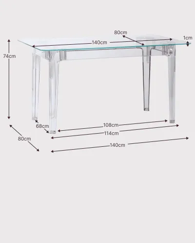 Mesa Ghost de 140cm de plástico  | Envío gratis -Mesas de cristal