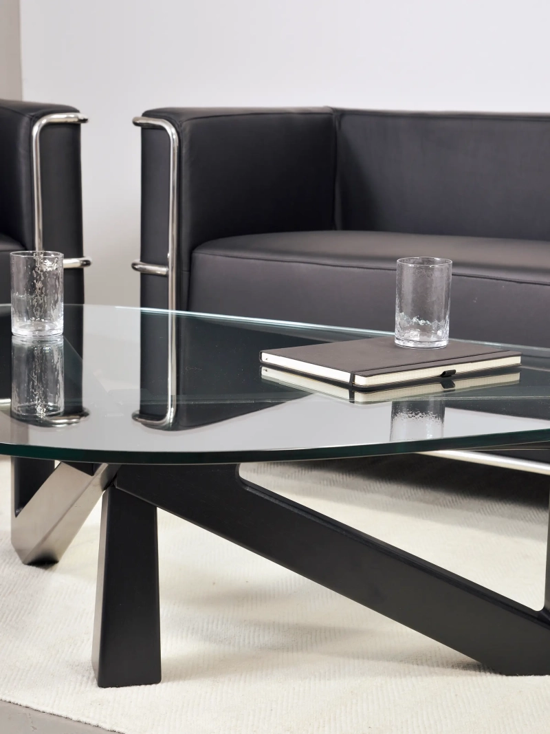 Mesa de centro com tampo de vidro e base de madeira (126x90cm) - Nodda NEST DREAM - 4