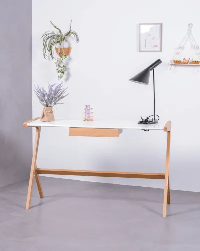 Table de bureau minimaliste avec tiroir central | Livraison gratuite