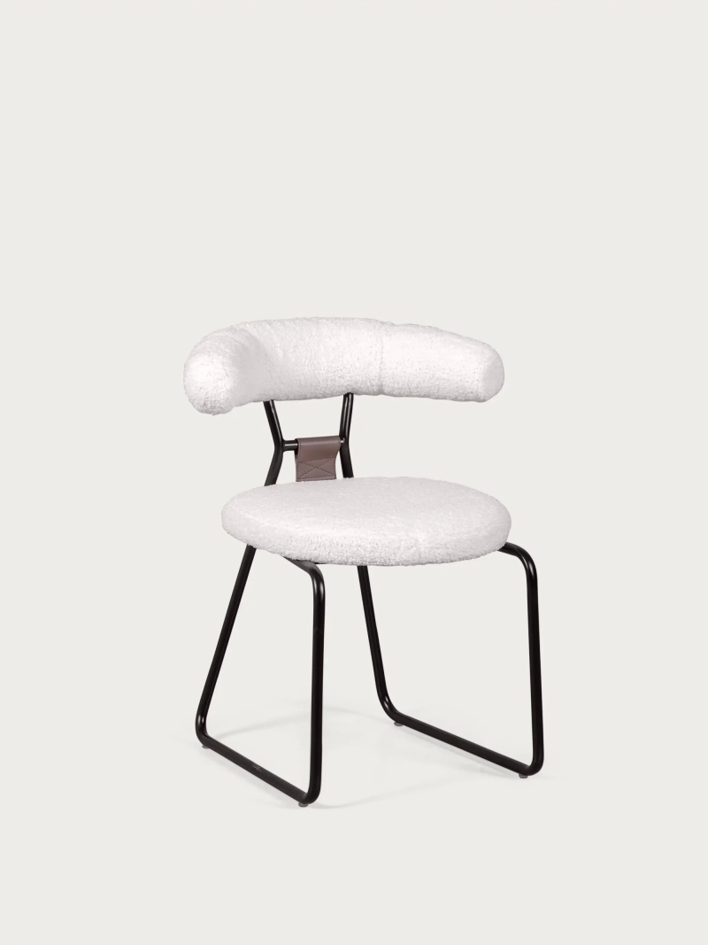Cadeira de design estofada em bouclé e pernas em aço lacado - Oxford NEST DREAM - 1