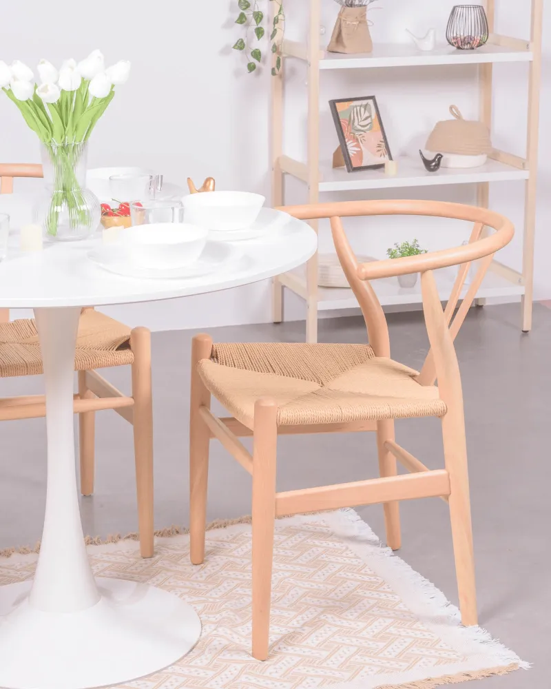 Nordic chair in natural beech wood and ecological rope | Free shipping