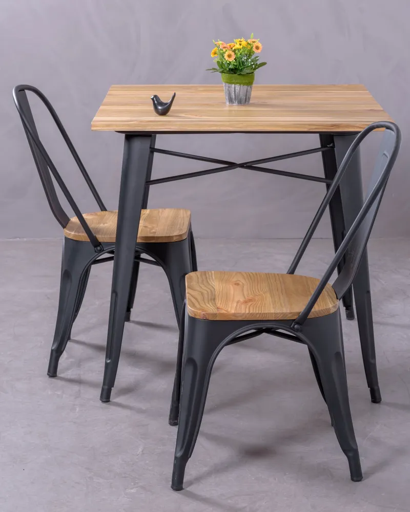 Silla industrial Bistro de acero y madera | Tienda Nest Dream