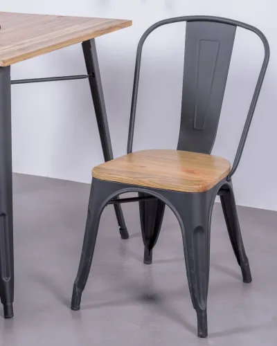 Silla industrial Bistro de acero y madera | Tienda Nest Dream