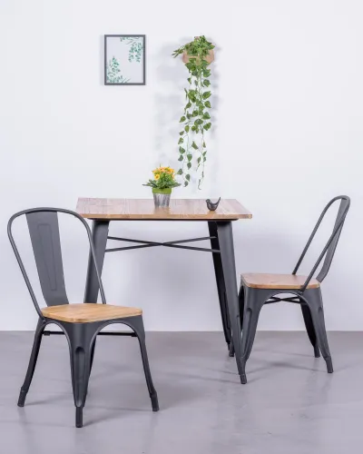 Chaise Bistro industrielle en acier et bois | Magasin Nest Dream