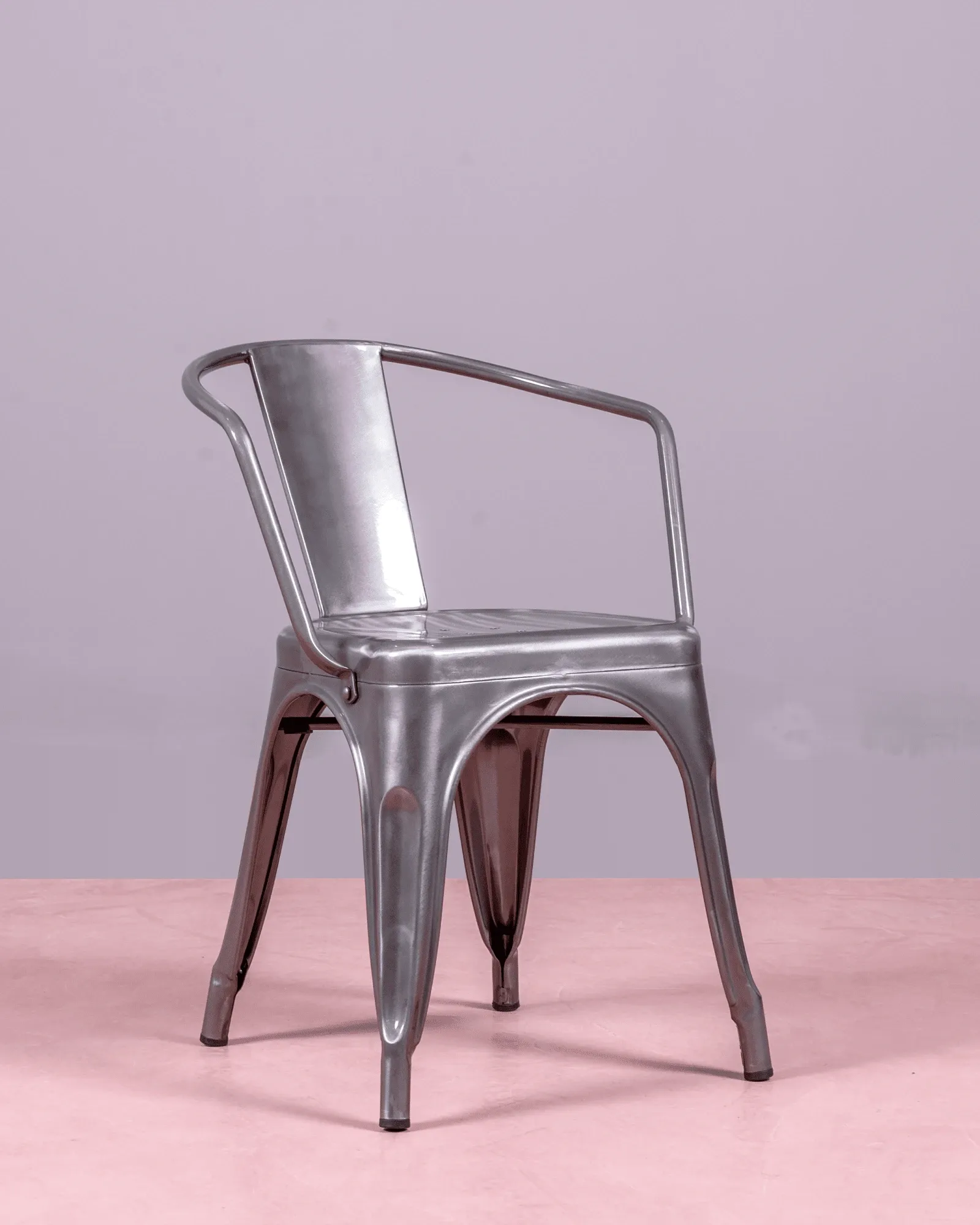 Industrial chair with armrests in metallic steel | Free shipping