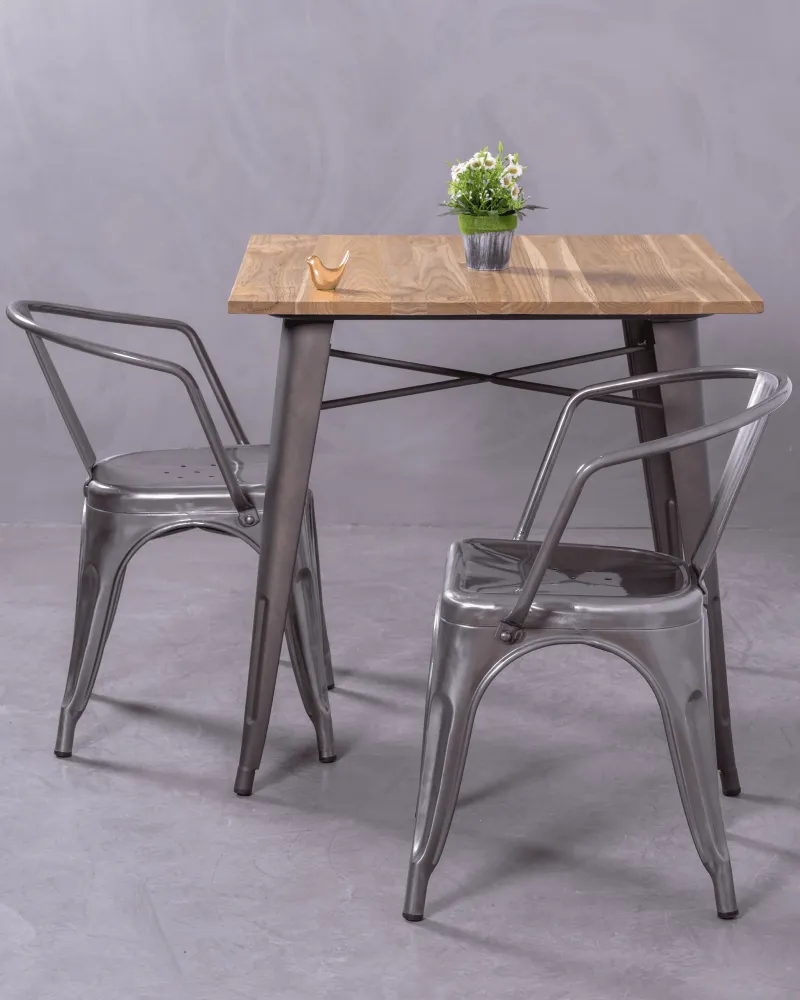 Industrial chair with armrests in metallic steel | Free shipping