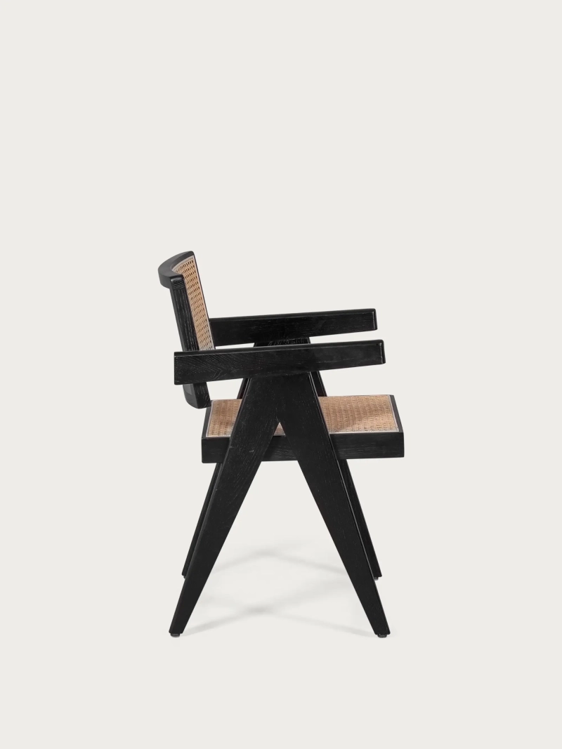 Scaun din tec și rattan cu brațe retro - Compass NEST DREAM - 6