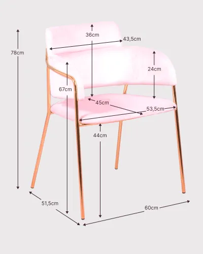 Chaise Cruiser tapissée de velours avec pieds dorés | Nest Dream