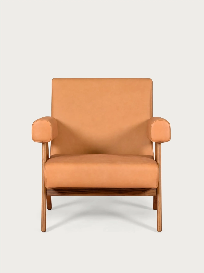Vintage fauteuil in teakhout en Italiaans leer - Compass S NEST DREAM - 6