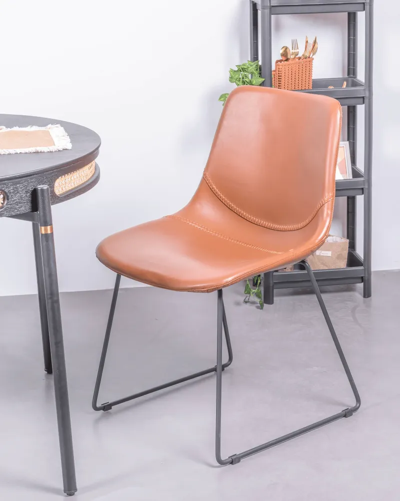 Vintage industrial chair upholstered in imitation leather | 5 year warranty