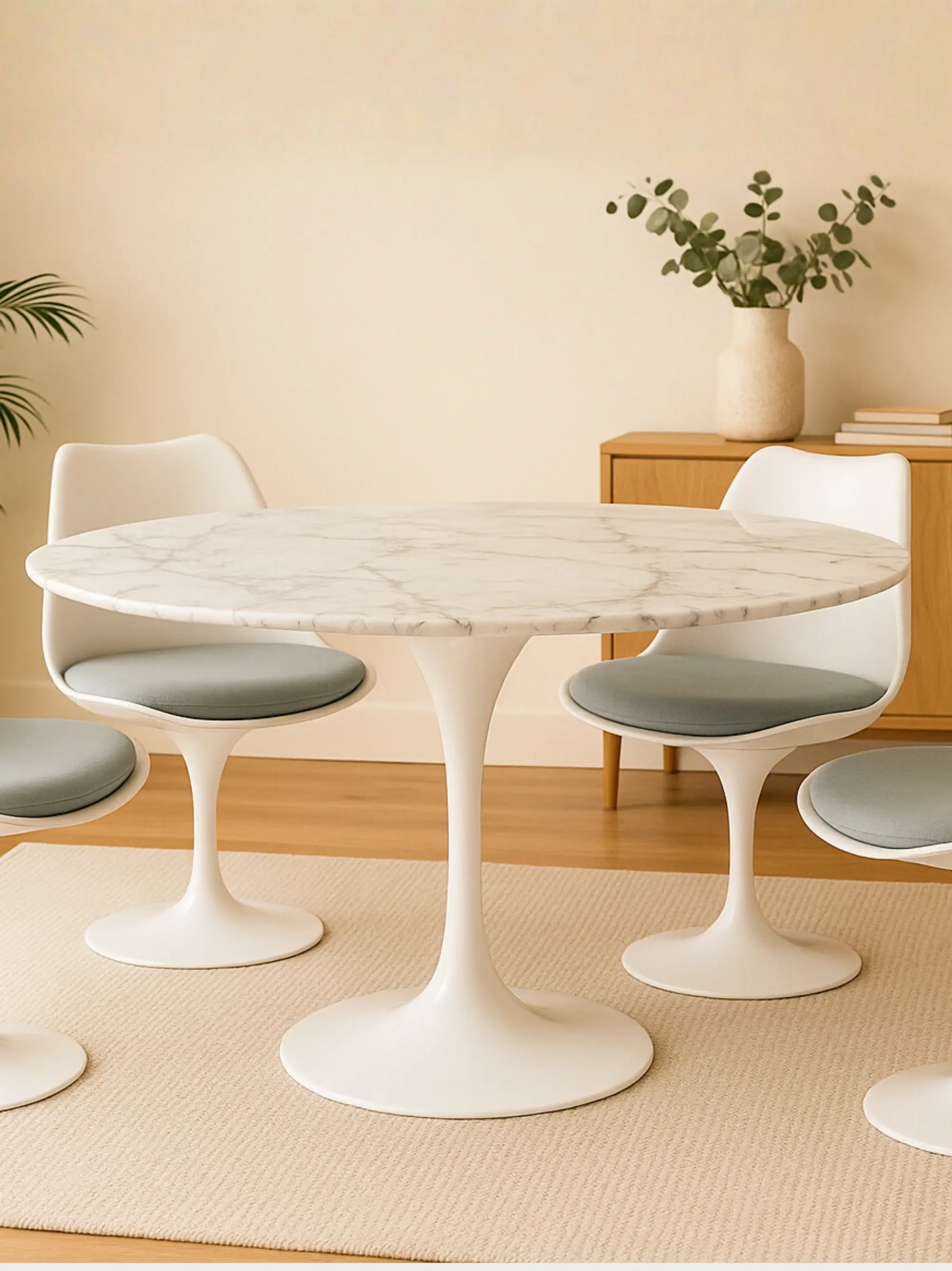 Hochwertiger runder Esstisch aus Carrara-Marmor (120cm) - Stratus NEST DREAM - 1
