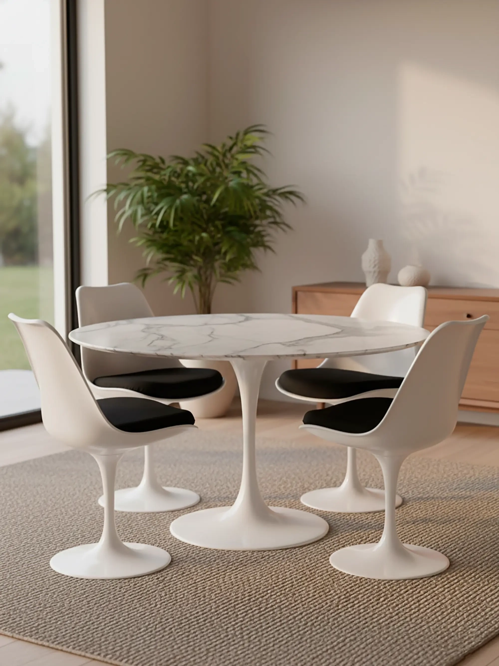 Hochwertiger runder Esstisch aus Carrara-Marmor (120cm) - Stratus NEST DREAM - 1