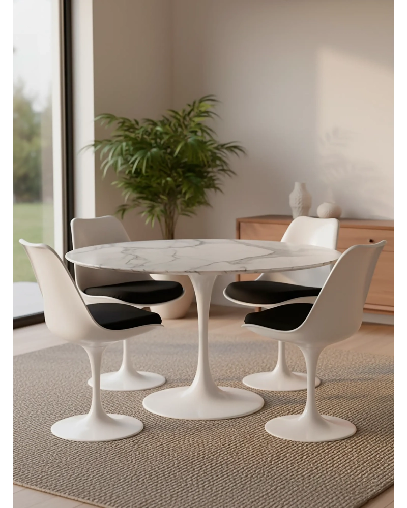 Hochwertiger runder Esstisch aus Carrara-Marmor (120cm) - Stratus NEST DREAM - 4