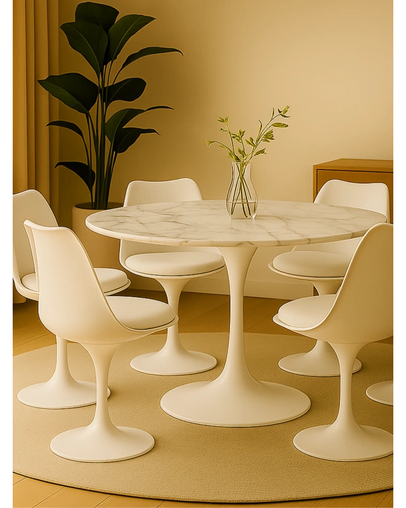 High-end round dining table in Carrara marble (120cm) - Stratus NEST DREAM - 7