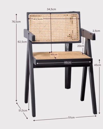 Compass Stol vintage stol iz naravnega ratana in jesena : Nest Dream