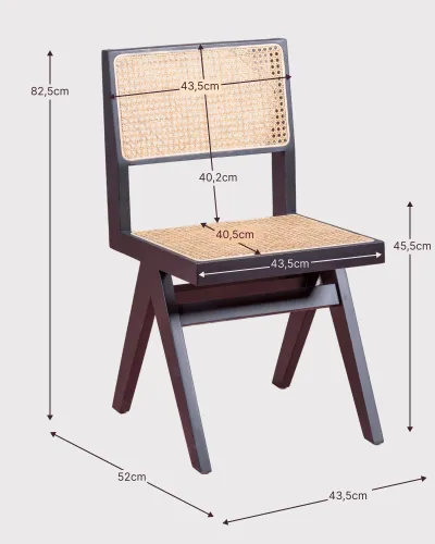 Vintage Compass-stoel in essenhout en natuurlijk rotan | Nest Dream