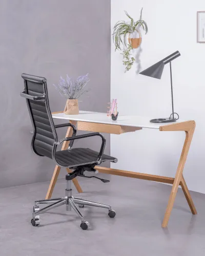 Chaise de bureau à dossier haut rembourrée en similicuir | Nest Dream