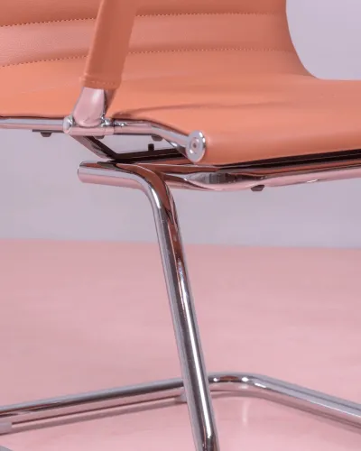 Office chair without wheels | Low backrest in faux leather