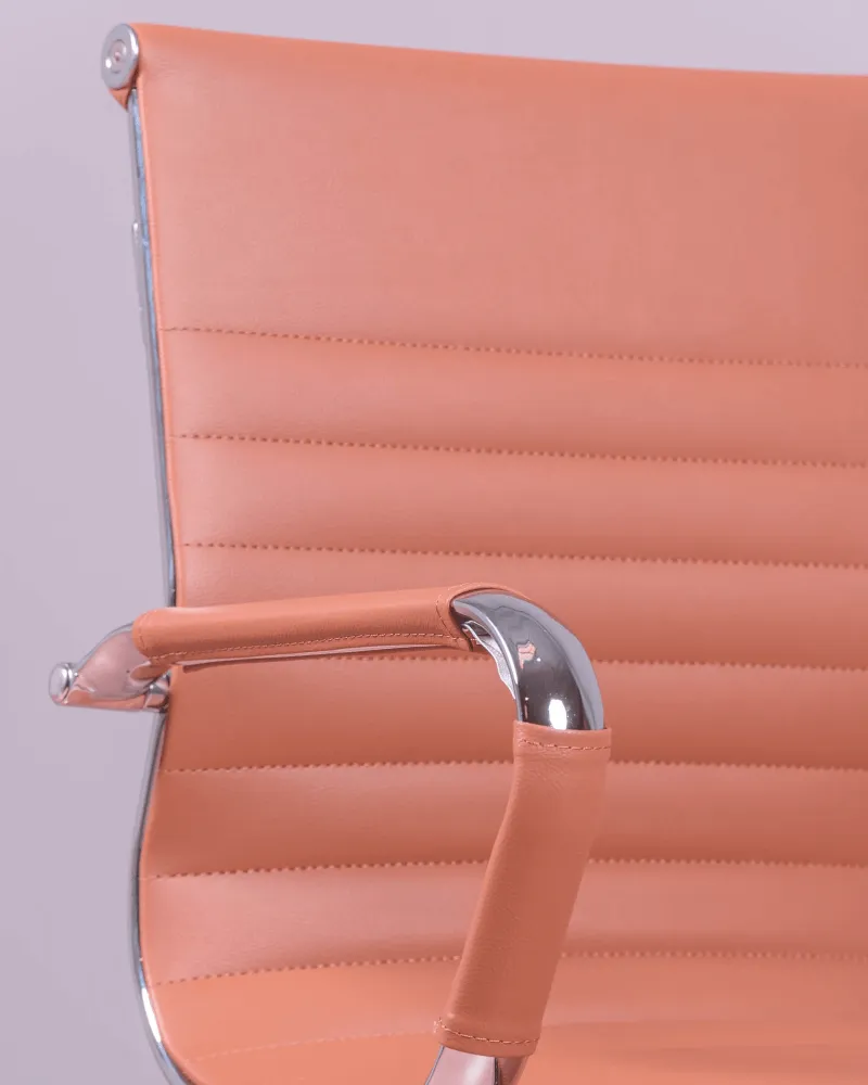 Office chair without wheels | Low backrest in faux leather