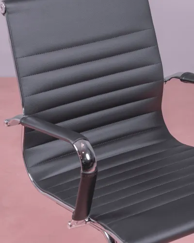 Office chair without wheels | Low backrest in faux leather