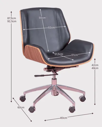 Nordic office chair upholstered in Italian leather | Free shipping