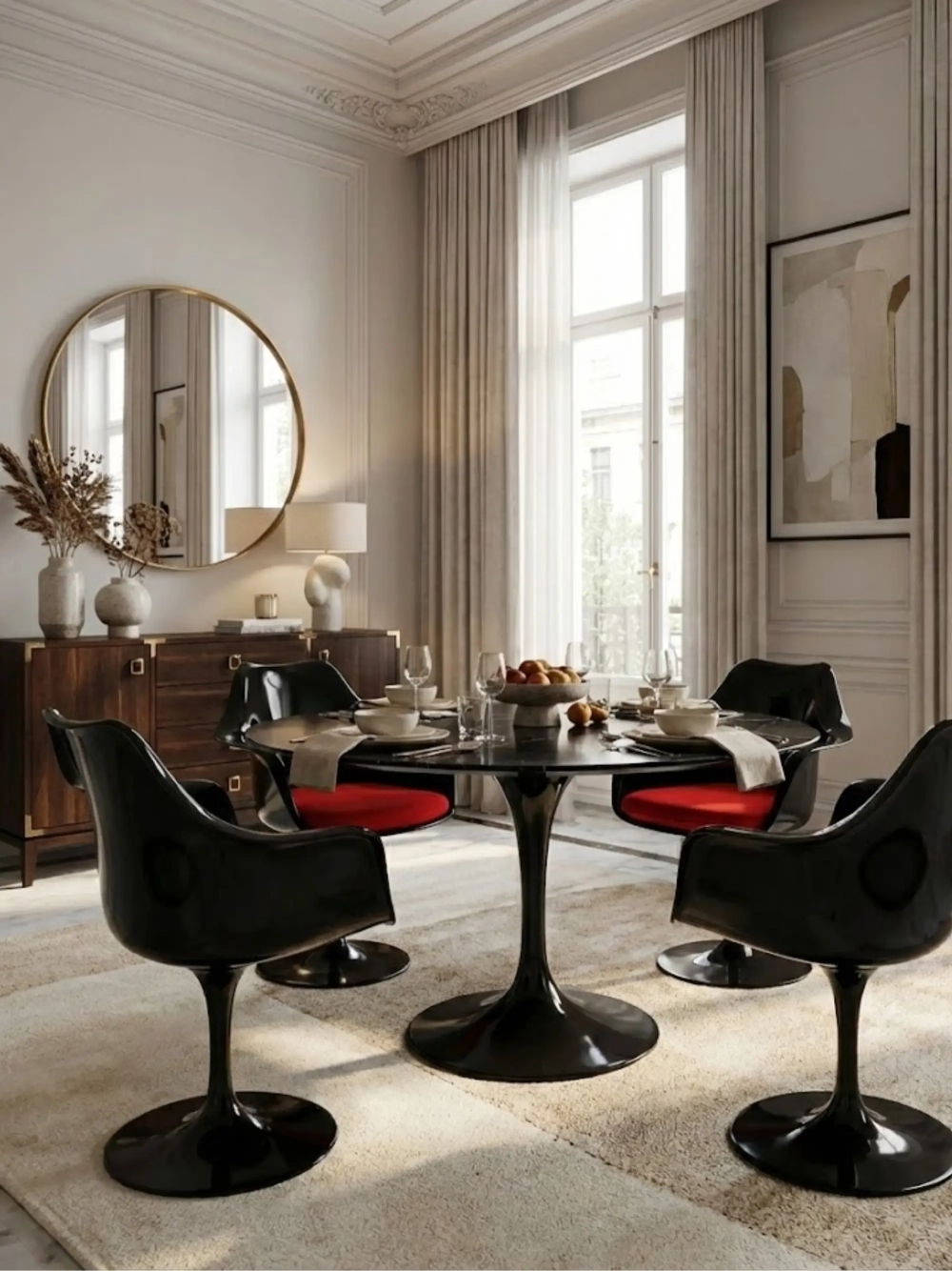 High-end round dining table in Marquina marble (120cm) - Stratus NEST DREAM - 1