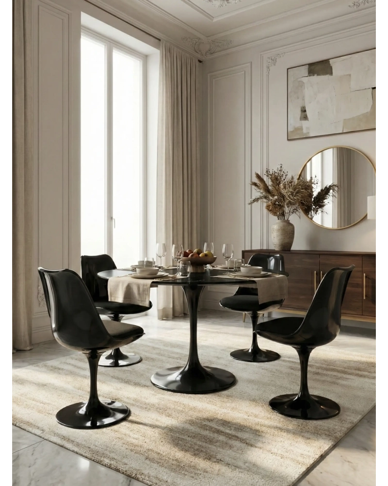 Hochwertiger runder Esstisch aus Marquina-Marmor (120cm) - Stratus NEST DREAM - 1